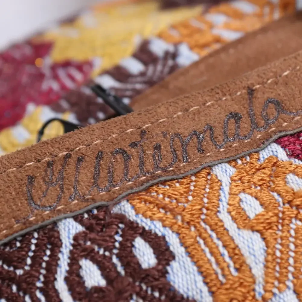 Vtg Guatemalan Duffle Handbag S Multicolor Embroidered w Pouch Purse Satchel Bag